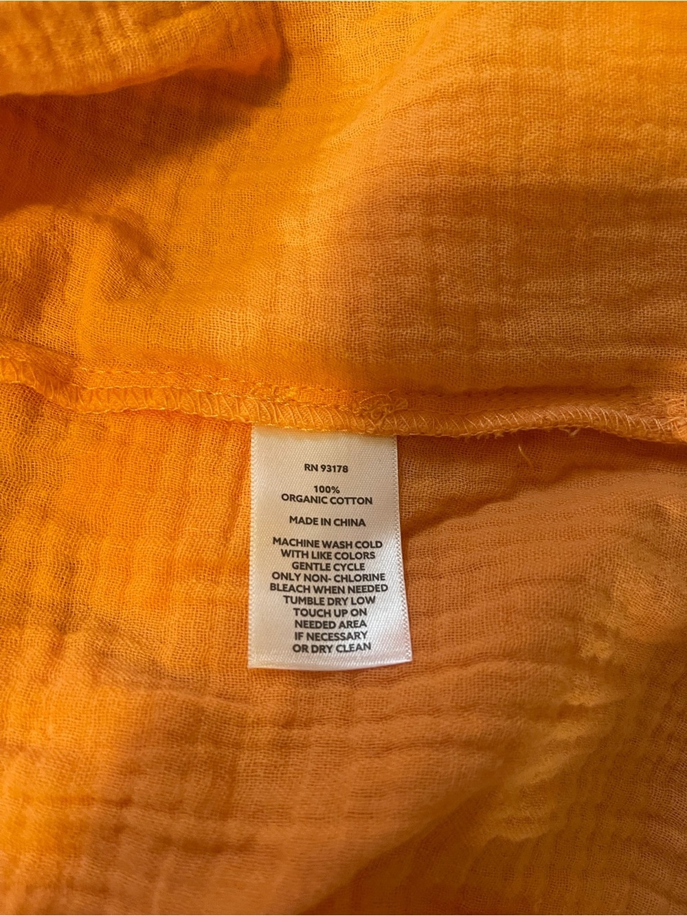 Magaschoni Orange Textured Long-Sleeve Shirt Dress with Waist Tie organic cotton - Picture 9 of 10